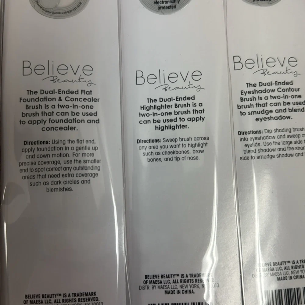 Believe beauty set of four new dual end makeup brushes brow, eyeliner eyeshadow